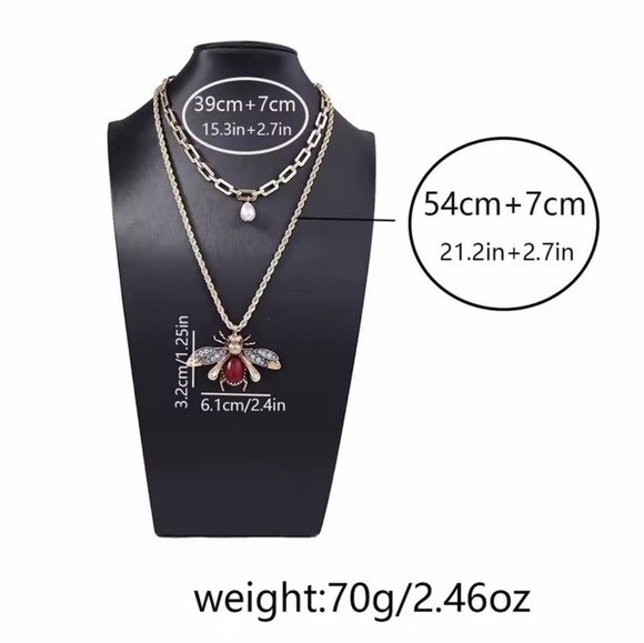 Silver and Red Bee 🐝Pendant Necklace - Picture 5 of 5